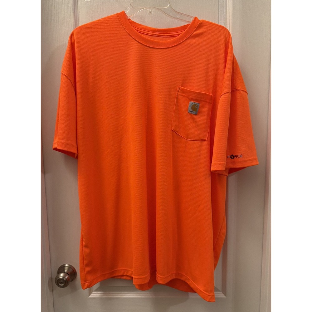 Carhartt Mens 3XL Relaxed Fit Thermal Knit Short Sleeve T-Shirt Neon Orange